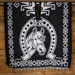 CHILDRENS YOUTH kids WESTERN Horse horseshoe 2 sided reversible Mexican Poncho rebozo gaban caballo