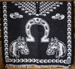 Western 2 sided cowboy horses caballo horseshoe hearradura reversible PONCHO REBOZO GABAN