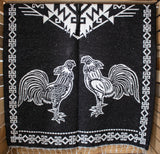 ROOSTER GALLOS cockfighting 2 sided reversible Mexican Poncho rebozo Gaban