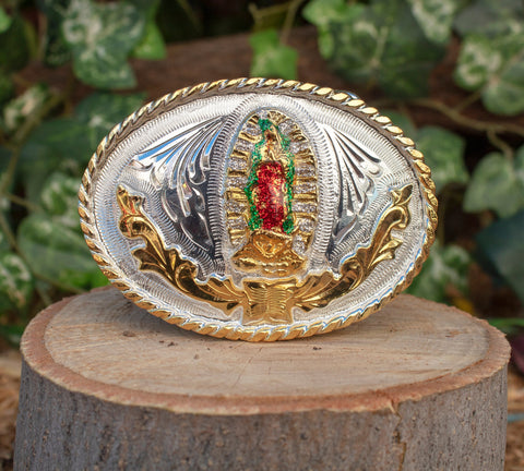 CHILDRENS TODDLER YOUTH VIRGEN DE GUADALUPE VIRGIN MARY MINI BELT BUCKLE