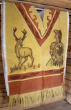AUTHENTIC SUEDE LEATHER stamped Calendario Azteca Aztec deer sheep wool double sided  Mexican poncho Gaban