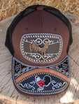 ROOSTER Gallo metal plaque western EMBROIDERED HAT adjustable trucker mesh cap