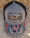 ROOSTER Gallo metal plaque western EMBROIDERED HAT adjustable trucker mesh cap