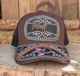 ROOSTER Gallo metal plaque western EMBROIDERED HAT adjustable trucker mesh cap