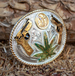 9MM MARIJUANA CENTENARIO COWBOY WESTERN BELT BUCKLE