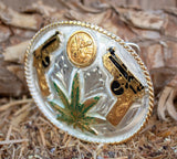 9MM MARIJUANA CENTENARIO COWBOY WESTERN BELT BUCKLE