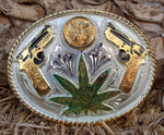 9MM MARIJUANA CENTENARIO COWBOY WESTERN BELT BUCKLE