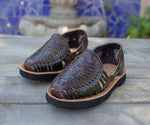 Boys WALKER TODDLER leather Mocassin casual MEXICAN 2 tone black & brown Shoe Sandals