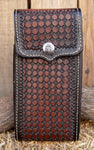 HAND TOOLED LEATHER western cowboy rodeo cell phone case pouch