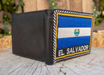 EL SALVADOR FLAG Embroidered Leather bi-fold wallet Bandera cartera escudo