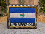 EL SALVADOR FLAG Embroidered Leather bi-fold wallet Bandera cartera escudo