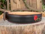 CHILDRENS YOUTH LEATHER ROSE EMBROIDERED WESTERN BELT