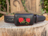 CHILDRENS YOUTH LEATHER ROSE EMBROIDERED WESTERN BELT