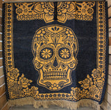 Dia de los muertos La Catrina Day of the dead Mexican calavera double sided reversible Mexico PONCHO Zarape Gaban