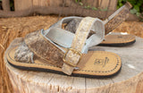 MENS LEATHER 2 strap COWHAIR mexican sandals with tire sole Size 6 Huarache pelo de vaca