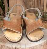 MENS LEATHER 2 strap brown COWHAIR mexican sandals with tire sole Size 9 Huarache pelo de vaca