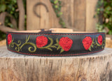 CHILDRENS YOUTH LEATHER ROSE EMBROIDERED WESTERN BELT