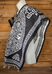 CHILDRENS YOUTH kids AZTEC Calendar Sol Azteca 2 sided reversible Mexican Poncho rebozo gaban Zarape