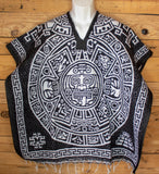 CHILDRENS YOUTH kids AZTEC Calendar Sol Azteca 2 sided reversible Mexican Poncho rebozo gaban Zarape