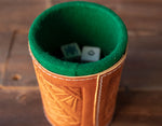 Traditional mexican POKER DICE CUP game leather engraved aztec print cubilete