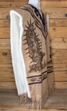 AUTHENTIC SUEDE LEATHER Virgen de Guadalupe Virgin Mary Juan Diego stamped sheep wool cowboy Mexican poncho rebozo Gaban