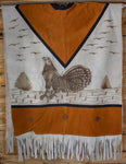 AUTHENTIC SUEDE LEATHER stamped Rooster gallo sheep wool cockfighting Mexican poncho rebozo Gaban