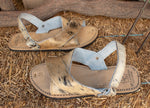 MENS LEATHER 2 strap COWHAIR mexican sandals with tire sole Size 7 Huarache pelo de vaca