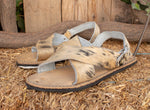 MENS LEATHER 2 strap COWHAIR mexican sandals with tire sole Size 7 Huarache pelo de vaca