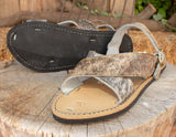 MENS LEATHER 2 strap COWHAIR mexican sandals with tire sole Size 6 Huarache pelo de vaca