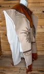 AUTHENTIC SUEDE LEATHER stamped Calendario Azteca Aztec Mexican poncho Gaban