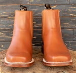 MENS CALFSKIN LEATHER SQUARE TOE ANKLE COWBOY BOOTS