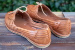 WOMENS LEATHER LACED BROWN HUARACHE MEXICAN SANDAL