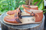 WOMENS LEATHER TAN BROWN HUARACHE MEXICAN SANDAL