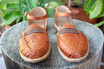 WOMENS LEATHER TAN BROWN HUARACHE MEXICAN SANDAL