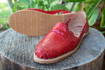 WOMENS RED LEATHER HUARACHE MEXICAN SANDAL