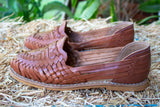 WOMENS LEATHER BROWN HUARACHE MEXICAN SANDAL