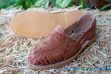 WOMENS LEATHER BROWN HUARACHE MEXICAN SANDAL