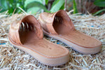 WOMENS TAN LEATHER SLIP ON HUARACHE MEXICAN SANDAL