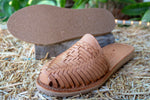 WOMENS TAN LEATHER SLIP ON HUARACHE MEXICAN SANDAL