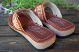 WOMENS LEATHER SLIP ON HUARACHE MEXICAN SANDAL