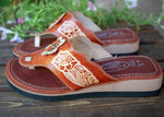 WOMENS LEATHER SLIP ON HUARACHE MEXICAN SANDAL