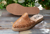 WOMENS BROWN LEATHER SLIP ON HUARACHE MEXICAN SANDAL